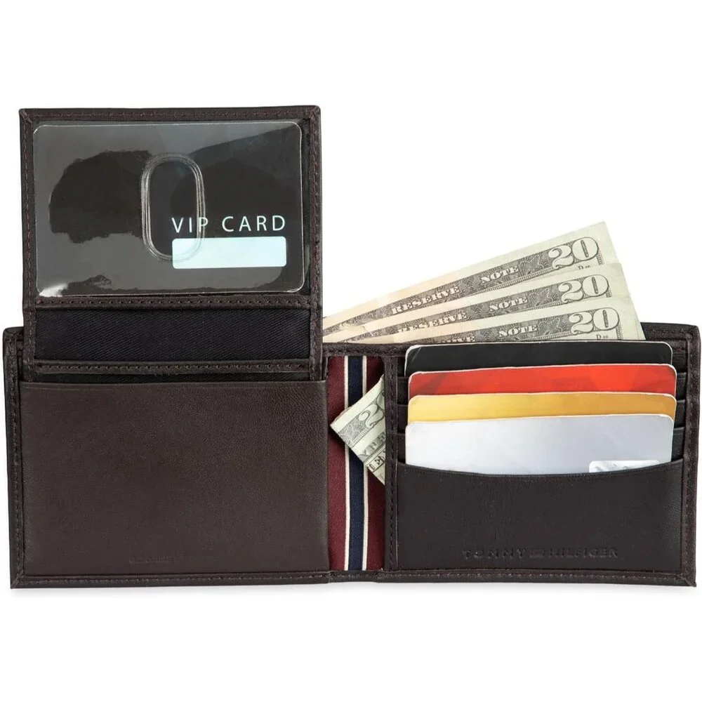 Men's Leather Wallet - Thin Sleek Casual Bifold with 6 Credit Card Pockets